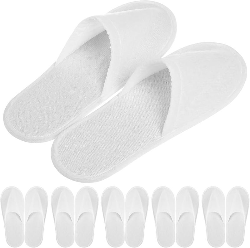 NOLITOY 12 Pairs White Disposable Slippers Non Slip Indoor Hotel Travel Wedding Closed Toe - Image 1